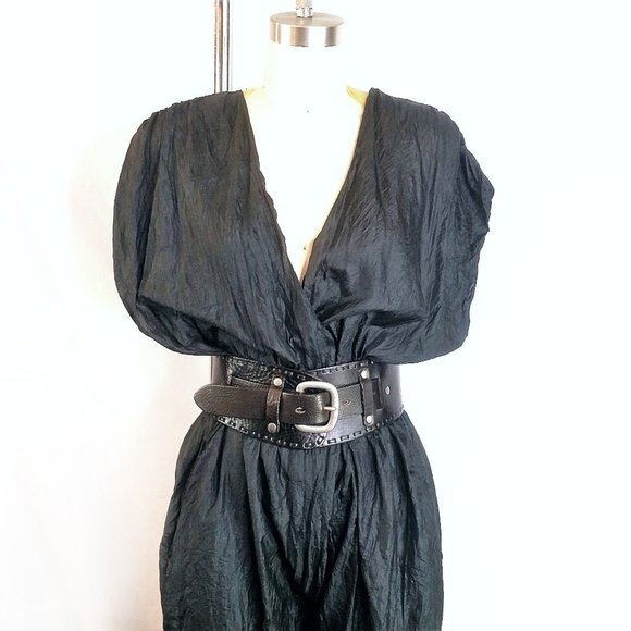 VTG 100% Silk Black Reversible Jumpsuit - Picture 6 of 14